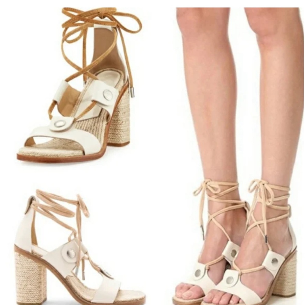 rag & bone Eden Leather Lace Up with jute wrapped block heel sandals. Size 40